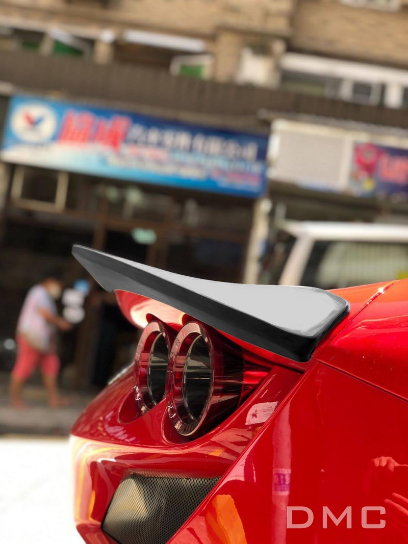 DMC Ferrari F8 Tributo Forged Carbon Rear Wing Trunk Spoiler Lip fits on the OEM Deck Lid - Image 2