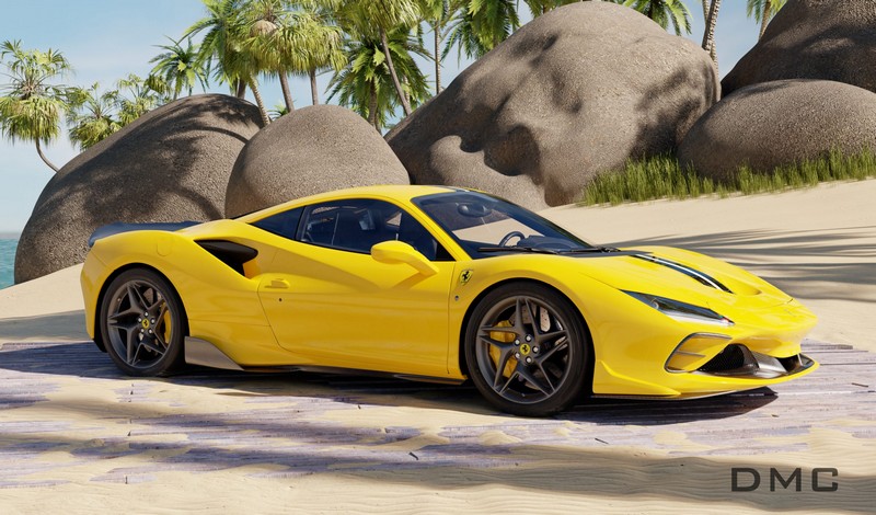 DMC Ferrari F8 Tributo Forged Carbon Rear Wing Trunk Spoiler Lip fits on the OEM Deck Lid - Image 6