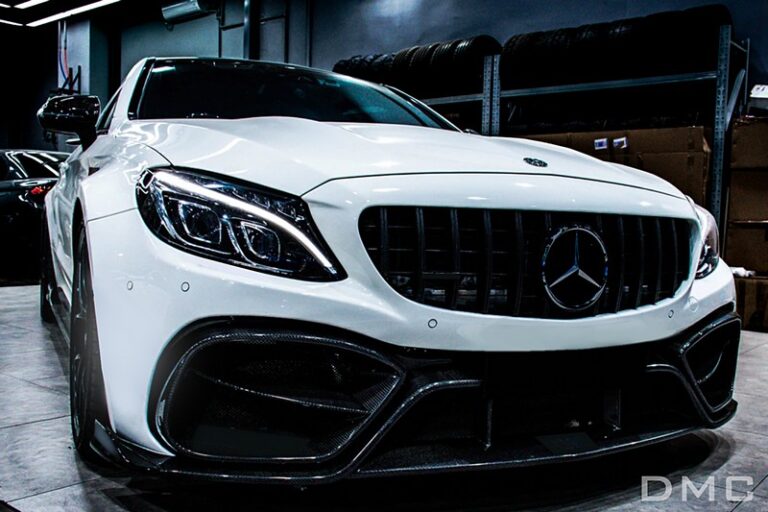 Mercedes Benz AMG C43 & C63: C-Class Face-Lift: Forged Carbon Fiber Body Kit: Front Bumper & Lip: Fits the OEM W205 Coupe & Cabriolet Convertible: Black Series Style (2019-2022)