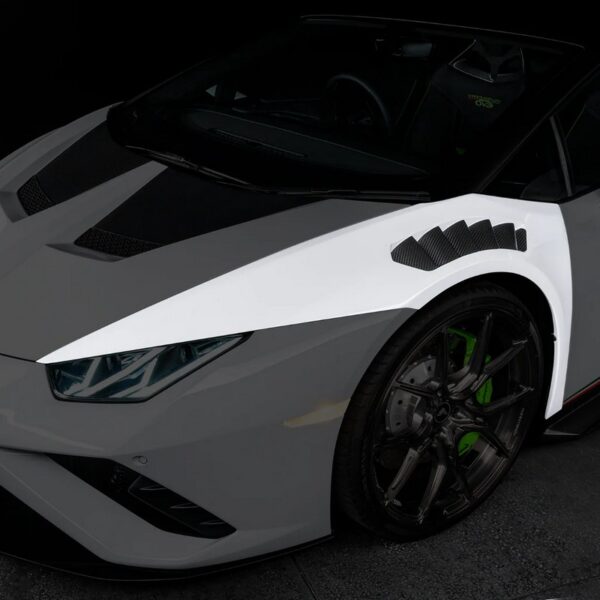 VORSTEINER Aero Front Fenders w/Integrated Vents and Splash Shields (2x2 Gloss Carbon) for Lamborghini Huracan Novara Edizione