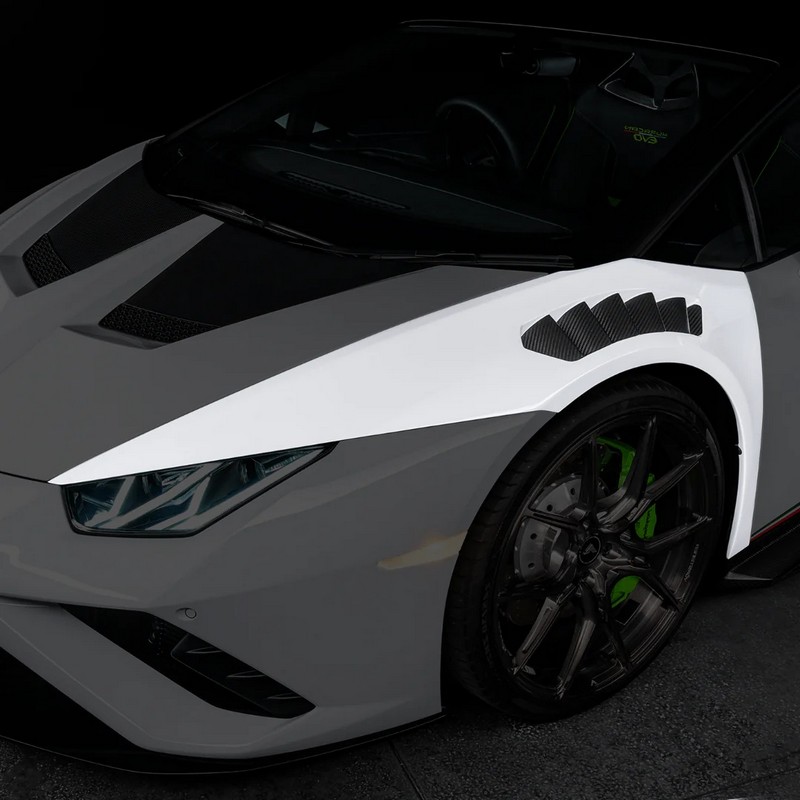 VORSTEINER Aero Front Fenders w/Integrated Vents and Splash Shields (2x2 Gloss Carbon) for Lamborghini Huracan Novara Edizione