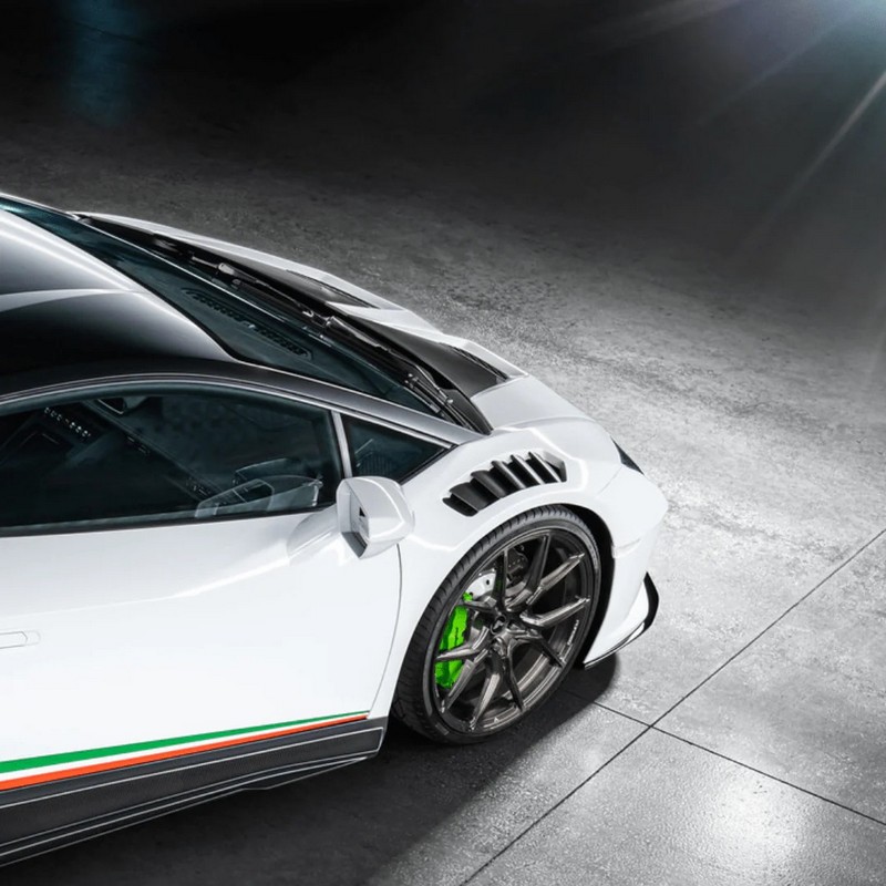VORSTEINER Aero Front Fenders w/Integrated Vents and Splash Shields (2x2 Gloss Carbon) for Lamborghini Huracan Novara Edizione - Image 2